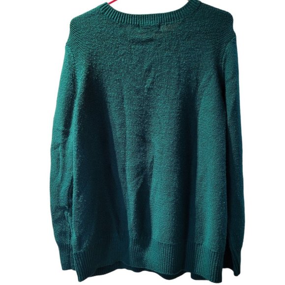 1X Joe Fresh Forest Green Cable Sweater with Button Collar - Picture 2 of 7